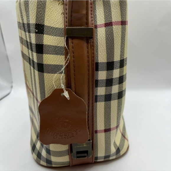 Burberrys Coated Canvas Nova check tote small handbag Purse 7"H 9"W vintage - Picture 3 of 15